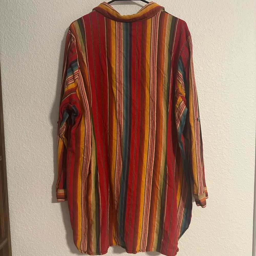 Lucky & Blessed Shirt Womens 2XL Multicolor Stripe Tunic Dress Boho Western - Picture 5 of 5